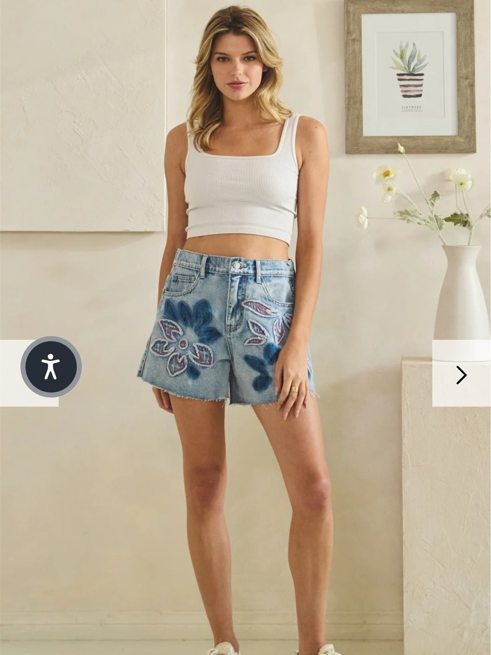 Oli & Hali Light Blue Embroidered Denim Shorts